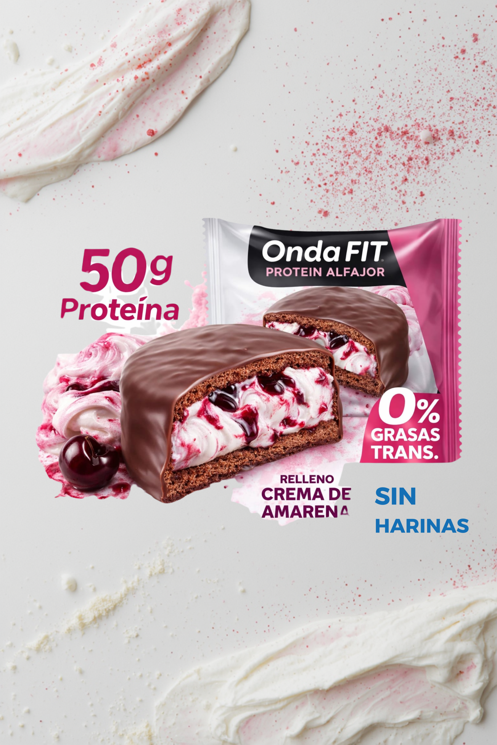 ALFAJOR PROTEICO RELLENO DE CREMA DE AMARENA