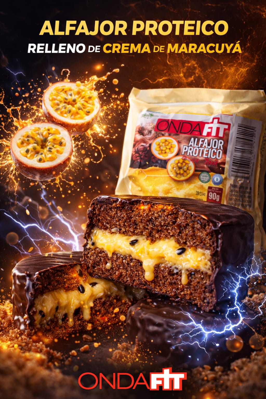 ALFAJOR PROTEICO RELLENO DE MARACUYA