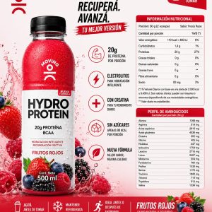 MOVING HYDRO PROTEIN - Sabor Frutos Rojos 500 ml.
